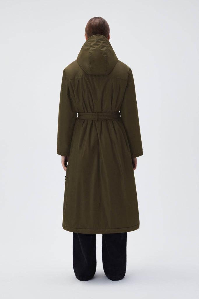 BREKKA Odense Padded Trench Coat - army green - back