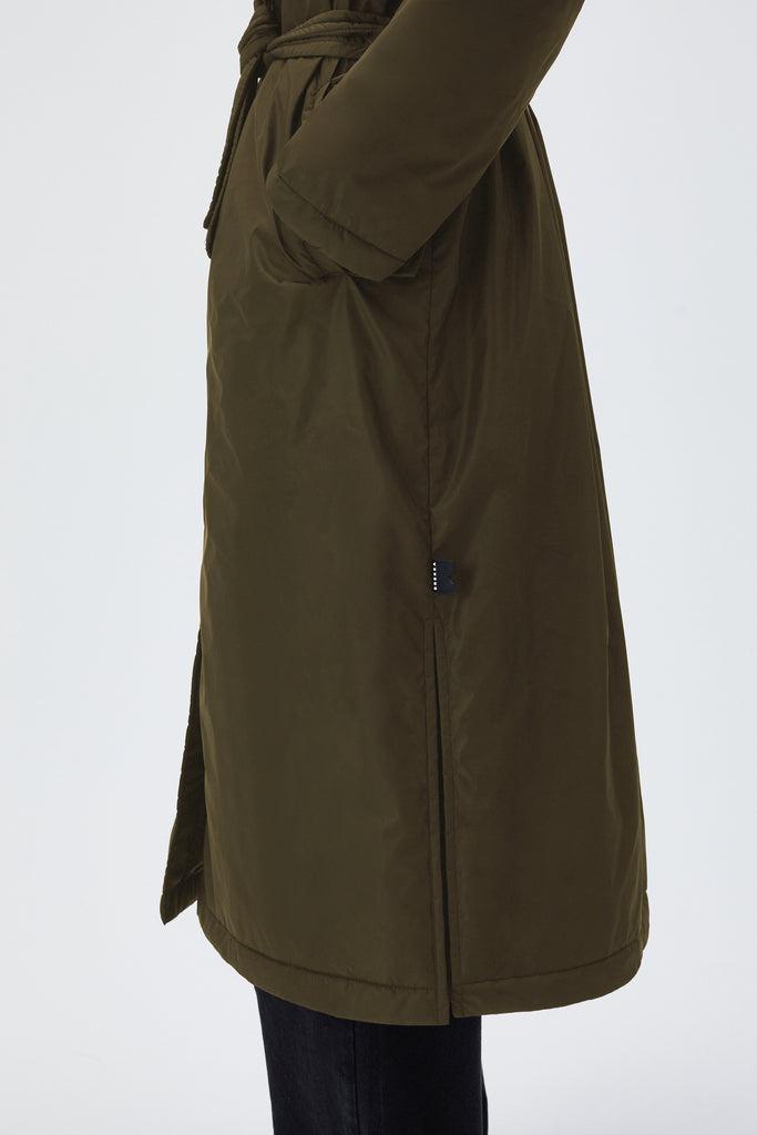 BREKKA Odense Padded Trench Coat - army green - detail