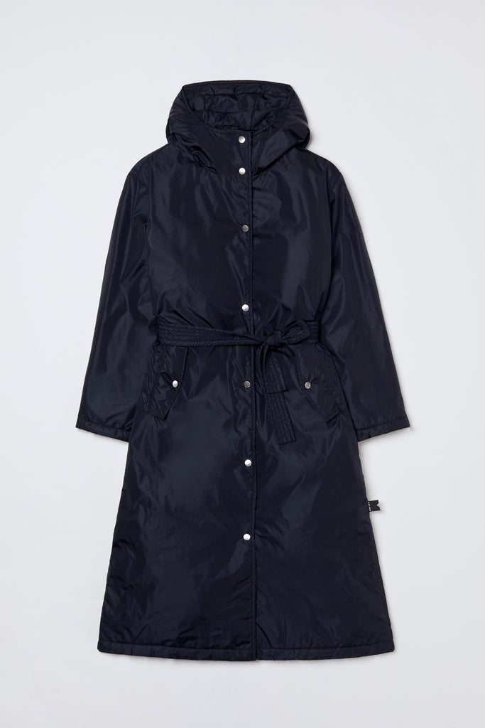 BREKKA Odense Padded Trench Coat - black - flat lay